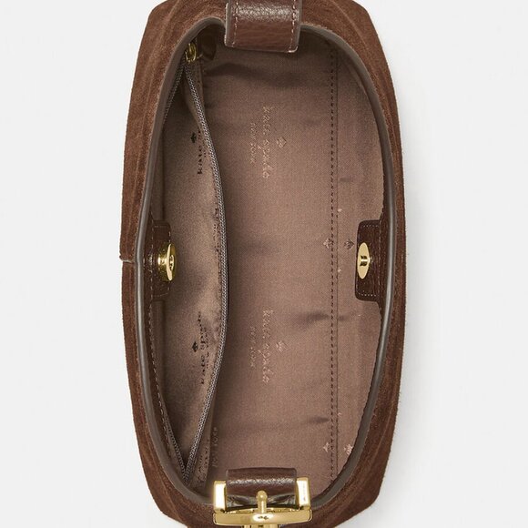 Kate Spade 454 Mini Crossbody Bag in Suede Hot Fudge Brown - Picture 2 of 6